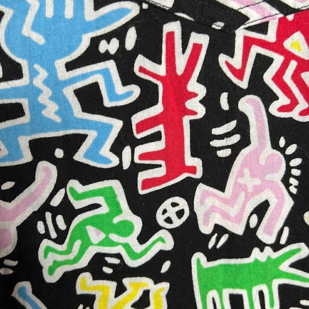 Keith Haring Graffiti Button Down Cotton Shirt Sm… - image 1
